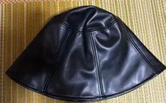 ICHION PLUS ブラック 合皮バケットハット 58cm