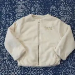 フリース　アウター　白　襟なし　130