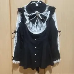 Secrethoney 袖レース切替ラッフルセットアップ （クロ）のサムネイル