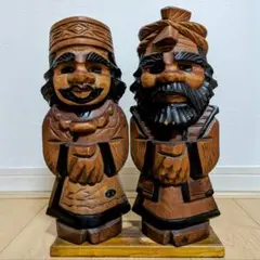 木彫り アイヌ民芸品 工芸品 ニポポ 2体セット
