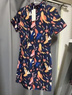 カラフルな半袖ひざ丈チャイナドレス2点