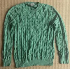 GREEN LABEL RELAXING ケーブル編みセーター L 緑色