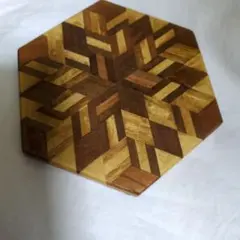 幾何学模様 木製 六角形コースター