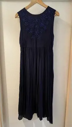 アナザーエディション　ロング　ワンピース　刺繍　ネイビー