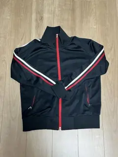 ジャージ上下セット 黒 赤白ストライプ