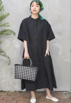 新品　FREAK'S STORE マオカラー ショートスリーブフレアワンピース