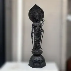 北魏時代 金銅観音菩薩立像 神鳥宝珠真珠紋 金銅仏铜鎏金 唐物(B-104