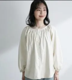 【VIS】シャツ ブラウス 【ヴィーガンエコレザー】【2WAY】ホワイト