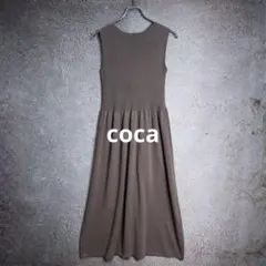 coca ノースリーブボートネックサマーリブニットワンピース