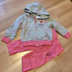 Disney リボン柄 ミニーのパーカーとパンツセット 3T