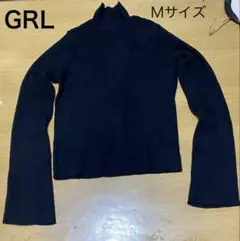 GRL ハイネックフレアスリーブリブニットトップス　ブラック