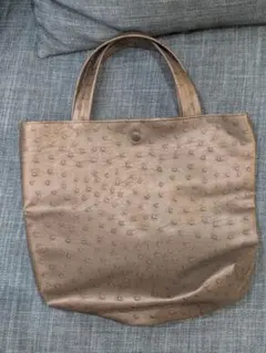 トートバッグ　ハンドメイド　オーストリッチ風　合皮　黒