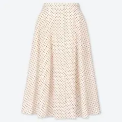 即日発送 UNIQLO ドット柄 ロングフレアスカート S