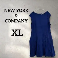 NEW YORK&COMPANY 【XL】ノースリーブ ワンピース ブルー