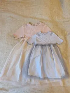 アプレレクール　肩レースチュールワンピース　90 120 姉妹　お揃い