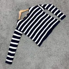 ✨Gap✨ギャップ♡長袖ニット♡クロップド丈♡ボーダー♡紺/白(XS/S)