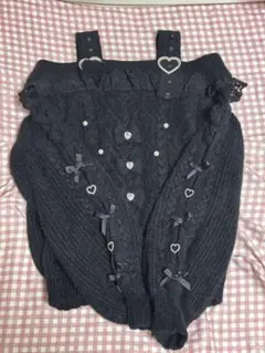 リズリサ LIZ LISA オフショルフェザーニットトップス 量産型 ブラック