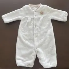 【美品】ベビー服ロンパースホワイトカバーオール50-60 3-6㎏ホワイト