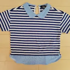 COMME CA ISM ストライプポロTシャツ 120A