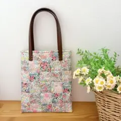 リバティパッチワークのミニトートバッグ
