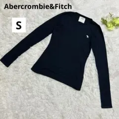 美品Abercrombie&Fitchレディース薄手ロングTシャツ長袖ネイビーSのサムネイル