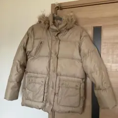 CROCODILE ベージュ フード付き ダウンジャケット