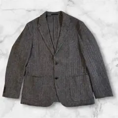 ユニクロ ツイードジャケット グレー ヘリンボーン柄 ウール テーラード L