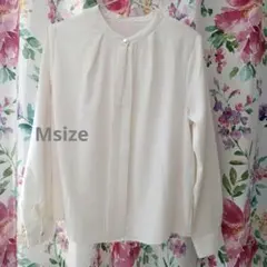 ✧Honeys GLACIER✧バンドカラーブラウス長袖ホワイトMsize