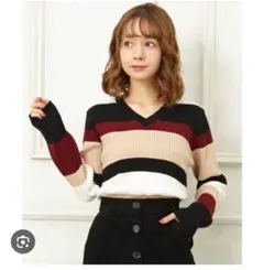 マルチボーダーVネック長袖