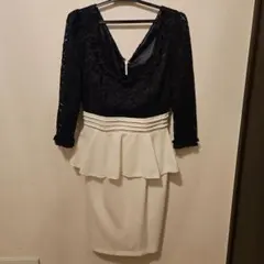 ブラック レース ペプラムドレス