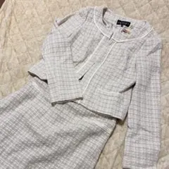 INDIVI ツイード　セットアップ　ラメ　ピンク　38 M