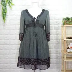 axes femme レースアップネック ミニワンピース 袖シースルー 森ガール