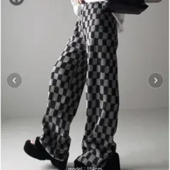 ブロックチェックスムースベロアパンツ