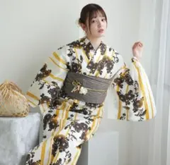 ニコアンティーク 高級変わり織 浴衣&帯 2点セット 南蛮渡来 ネイビー
