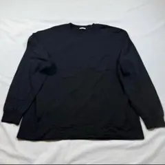 GUブラック　XL ポケット付き長袖Tシャツ　無地　綿100