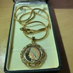 ゴールドチェーン 円形ペンダントネックレス