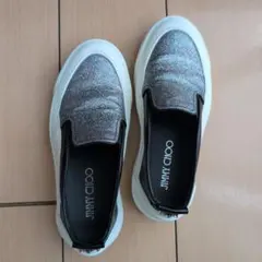 JIMMY CHOO ラメスリッポン ホワイト/シルバー