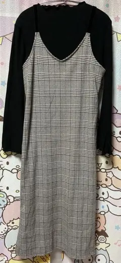 LEPSIM グレンチェック キャミワンピース ニットセット