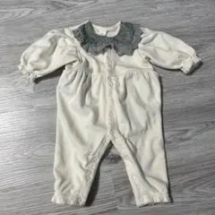 Cottoli アイボリー グレー 襟ロンパース 50-60cm