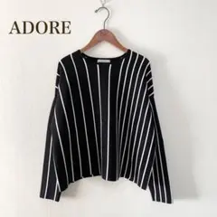 美品◎アドーア　3万　クリアファインストライプニットプルオーバー