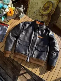 【#10150-B】A2フライトジャケット 芯通しブラック馬革 レザージャケット