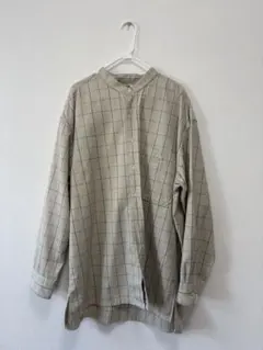 UNIQLO チェック柄 長袖シャツ ベージュ
