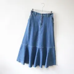 ✨定価2.2万円✨ビアズリー　マーメイド　デニムロングスカート　ウエストゴム　L