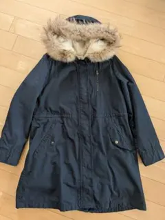 ファー付きネイビー モッズコート