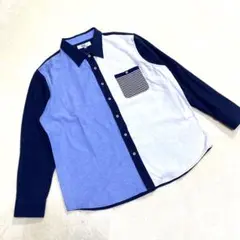 美品 Daniel Dodd 切替デザイン コットン 長袖シャツ 3L 大サイズ