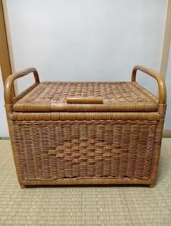 藤ラタン 蓋付きバスケットカゴ 収納 バスケット ランドリーボックス