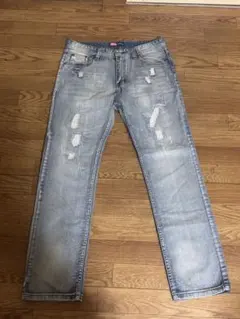 ダメージ加工ライトブルーストレートデニム 34 adidas✖️diesel