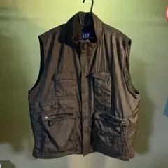90s OLD GAP ナイロン フリースベスト XLカーキ
