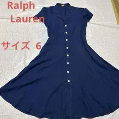 ポロラルフローレン リネンワンピース サイズ6 ネイビー