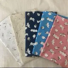 シマエナガ生地5枚セット☆約50cm×約50cm
